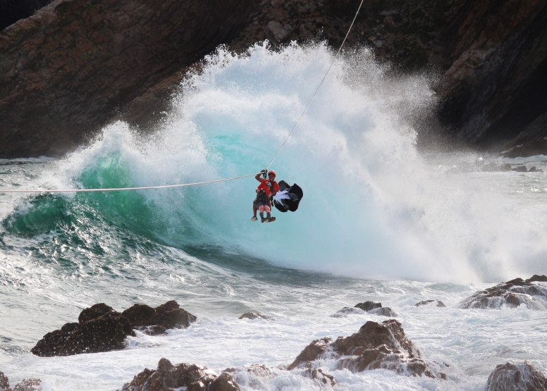 Zipline over waves